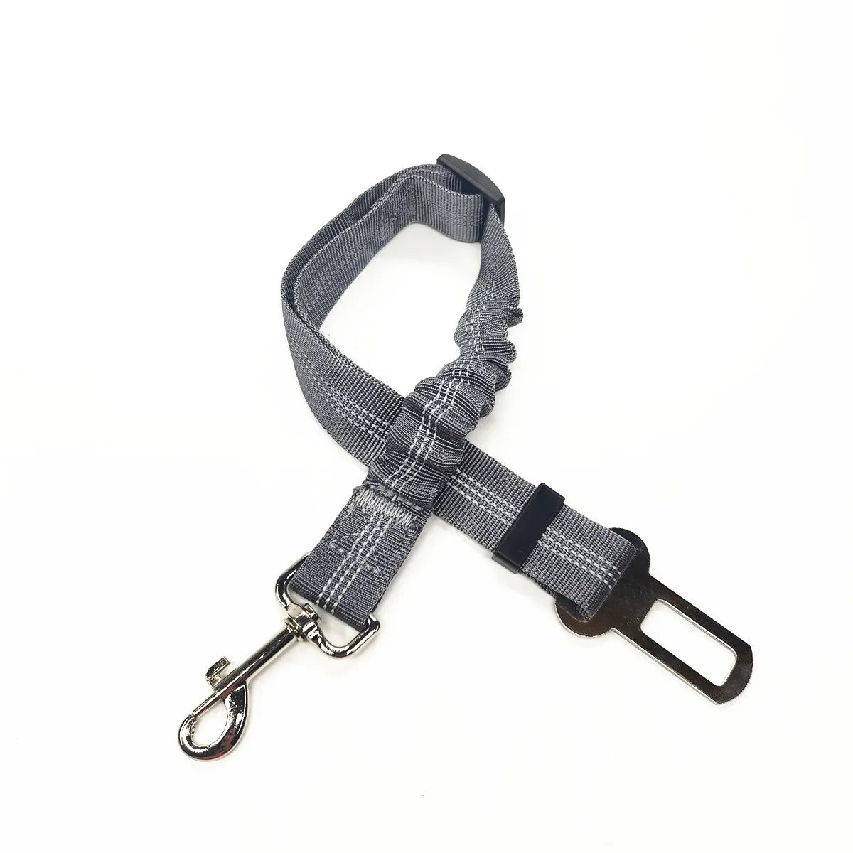 Arnés con cinturón de seguridad ajustable para perros: accesorio de nailon reflectante, acolchado y elástico para viajes en coche.