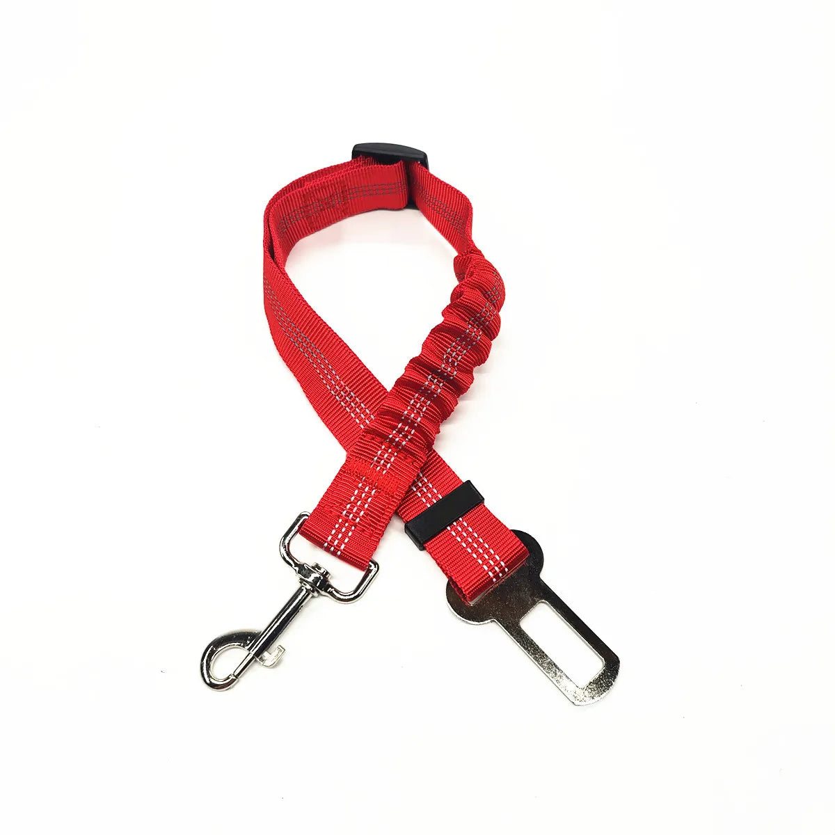 Arnés con cinturón de seguridad ajustable para perros: accesorio de nailon reflectante, acolchado y elástico para viajes en coche.