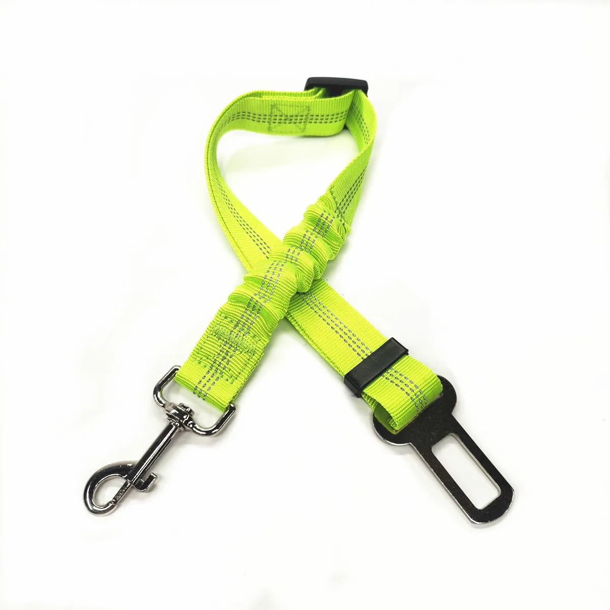 Arnés con cinturón de seguridad ajustable para perros: accesorio de nailon reflectante, acolchado y elástico para viajes en coche.