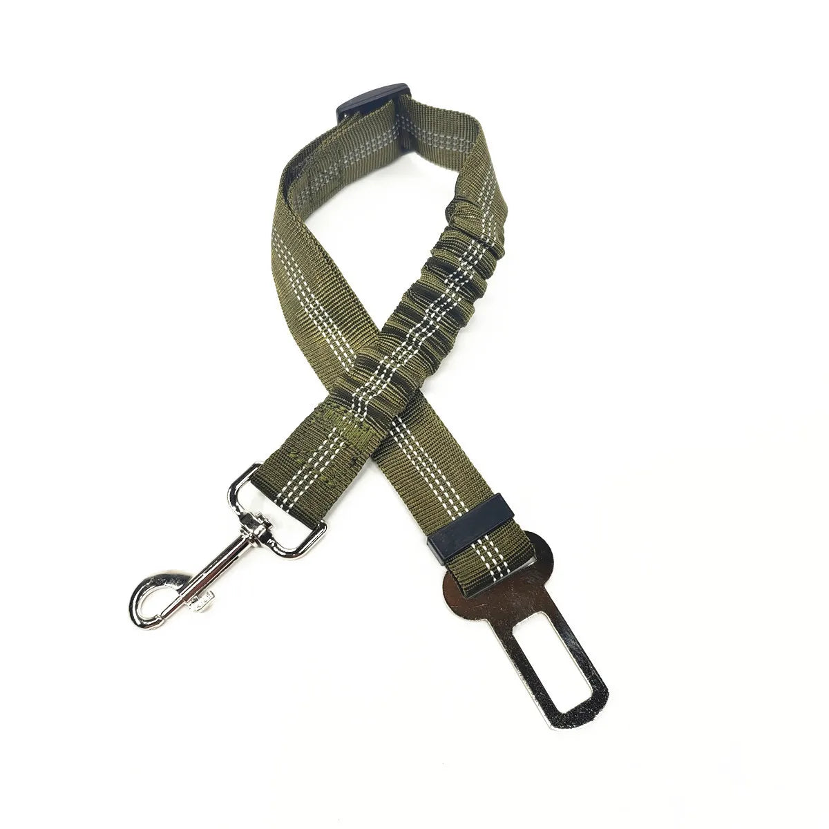 Arnés con cinturón de seguridad ajustable para perros: accesorio de nailon reflectante, acolchado y elástico para viajes en coche.