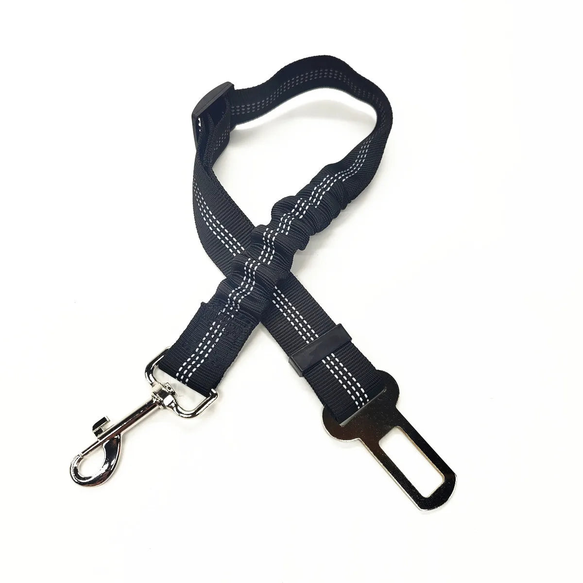 Arnés con cinturón de seguridad ajustable para perros: accesorio de nailon reflectante, acolchado y elástico para viajes en coche.
